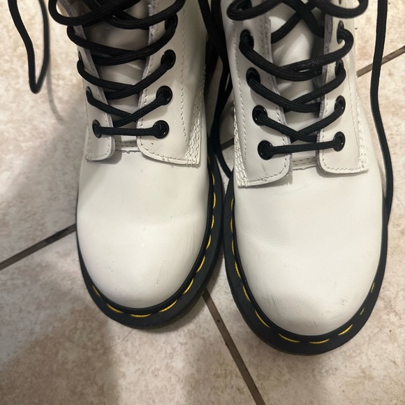 Dr. Martens White Boots with Black and Yellow Accents - Picture 7 of 8